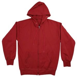 Vintage 70s/80s Thermal Lined Waffle Hoodie Full Zip Red Sweatshirt Size L